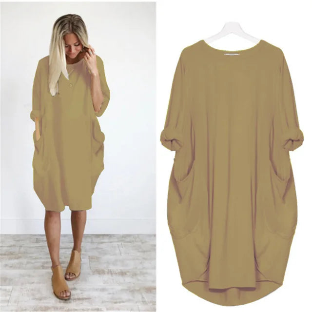 Oversized Jurk met Zakken Luchtig Zomermodel