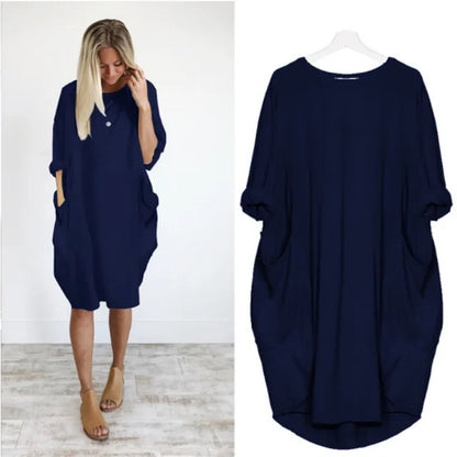 Oversized Jurk met Zakken Luchtig Zomermodel
