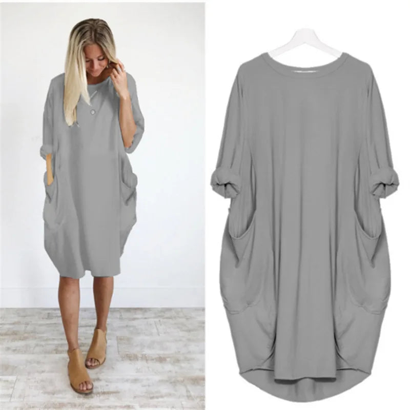 Oversized Jurk met Zakken Luchtig Zomermodel