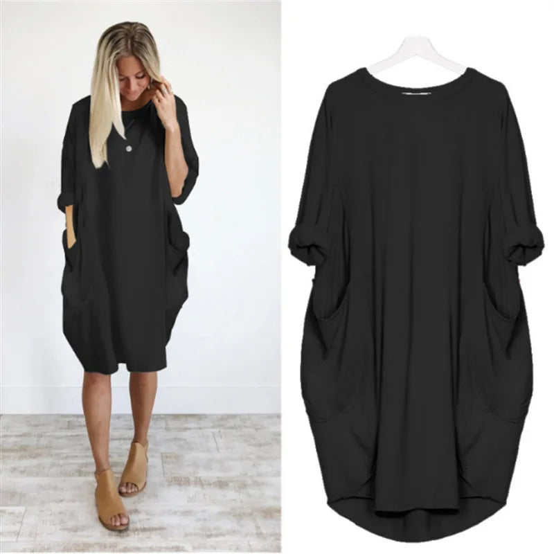 Oversized Jurk met Zakken Luchtig Zomermodel - Mode Vibes