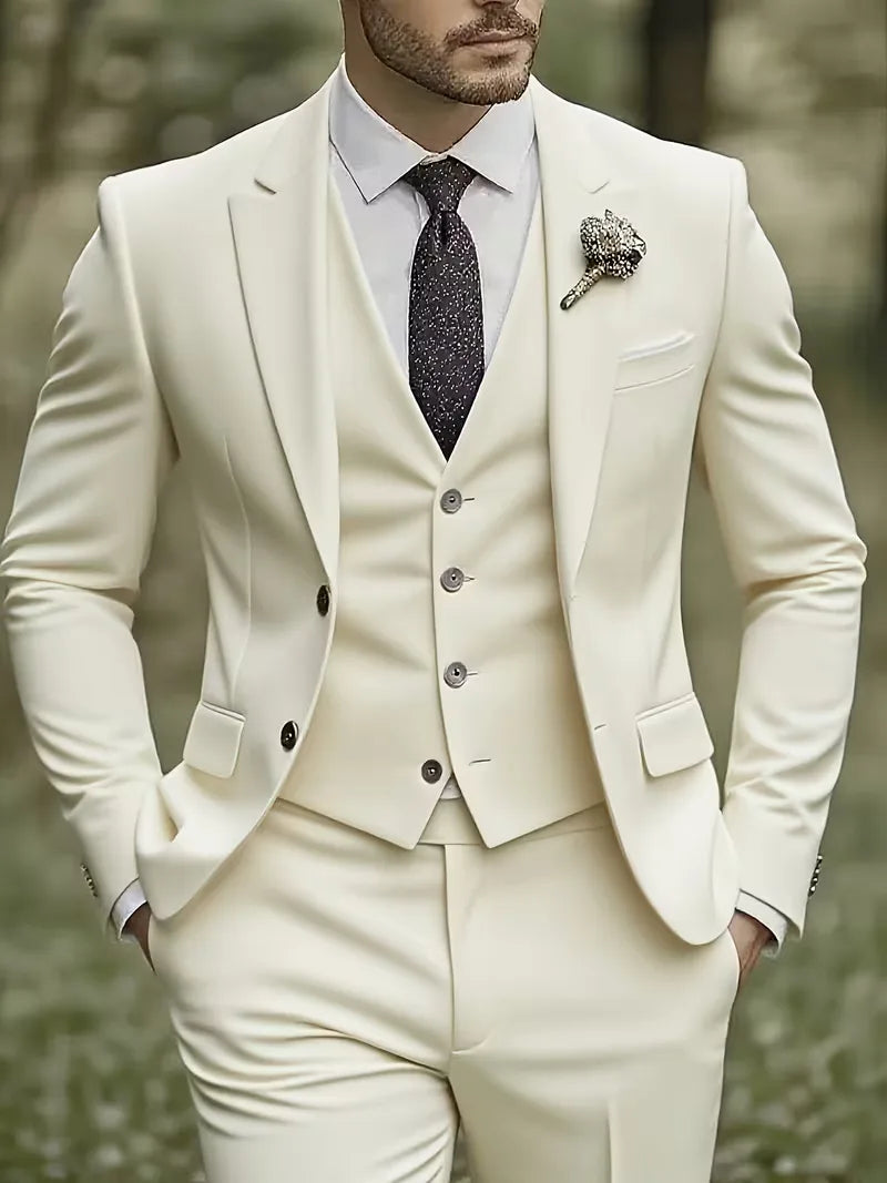 Heren Pak Slim Fit Glanzend 3-Delig - Mode Vibes