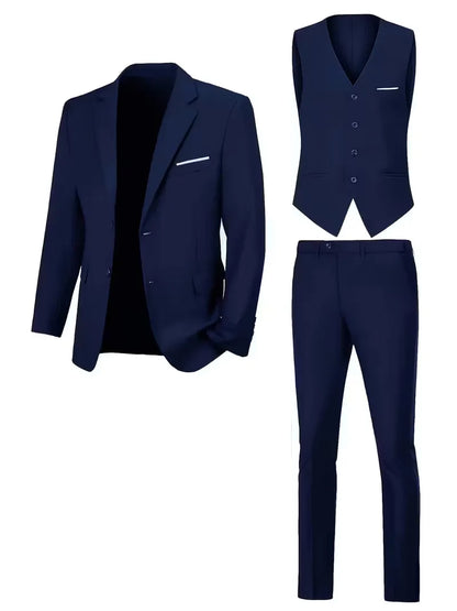 Driedelig heren pak met slim fit en glanzende afwerking