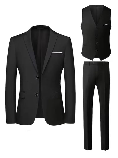 Driedelig heren pak met slim fit en glanzende afwerking
