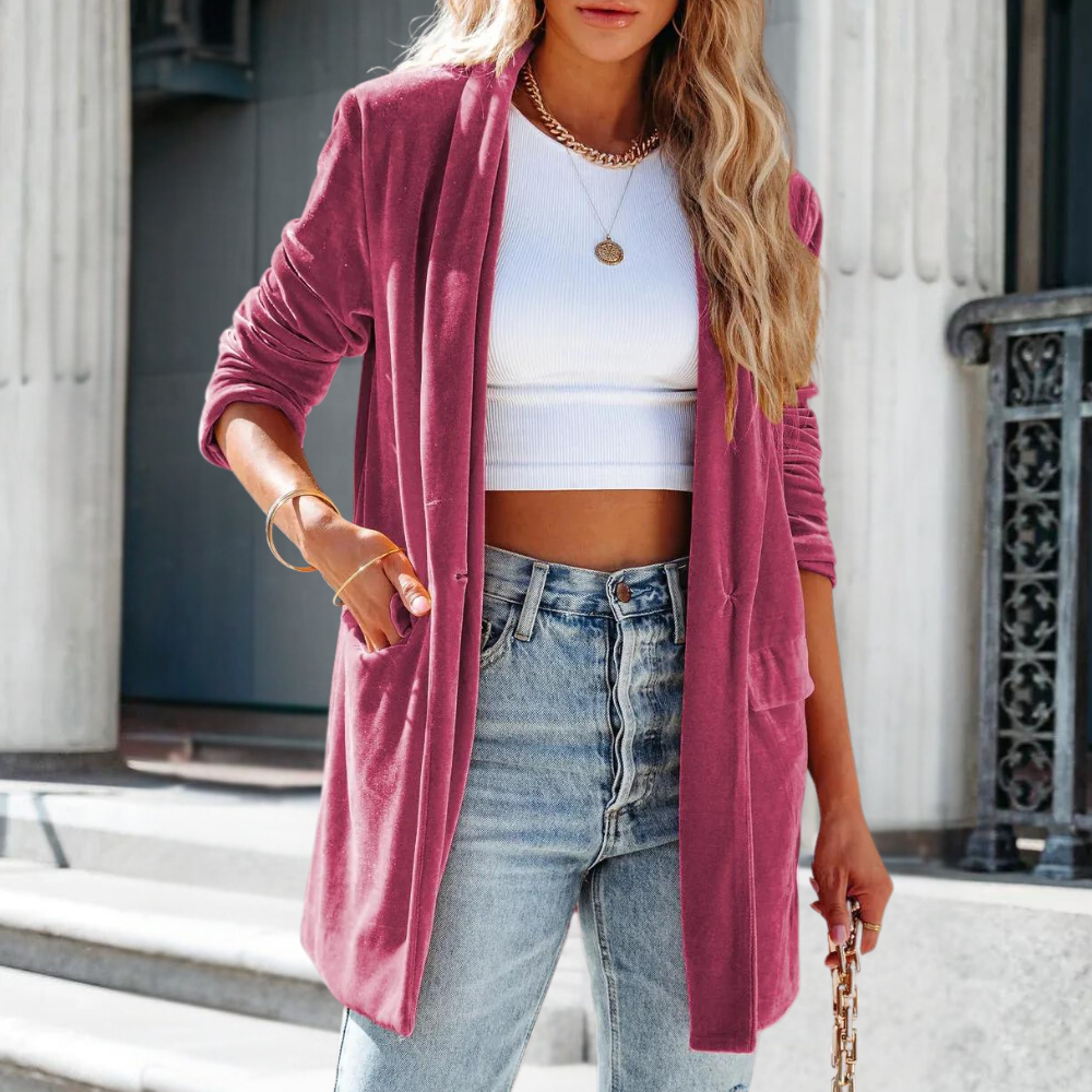 Fluwelen Jas Zomerse Elegant Zwart