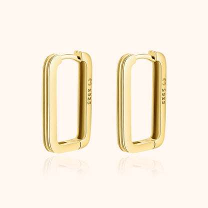 Rechthoekige Oorbellen Clip-On Glanzend Zilver