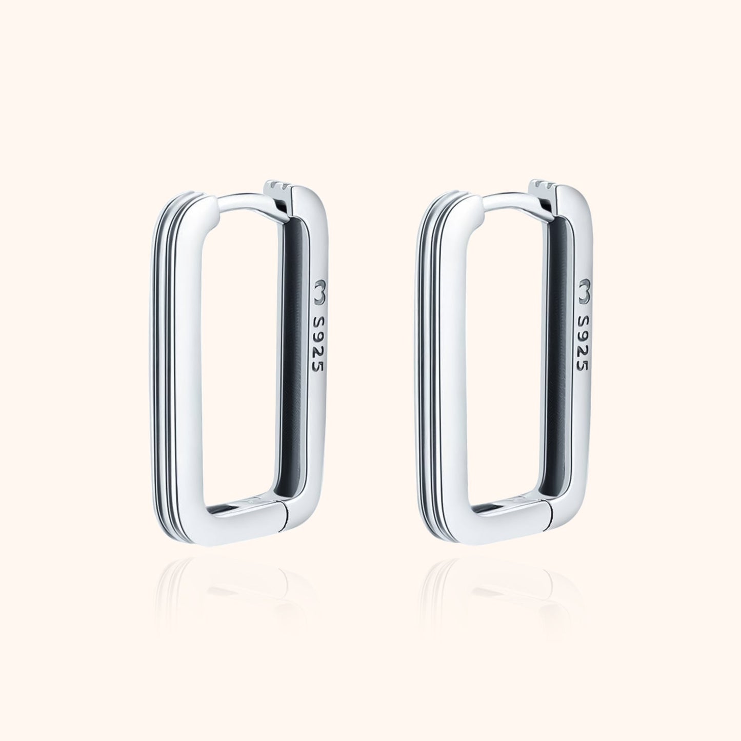 Rechthoekige Oorbellen Clip-On Glanzend Zilver - Mode Vibes