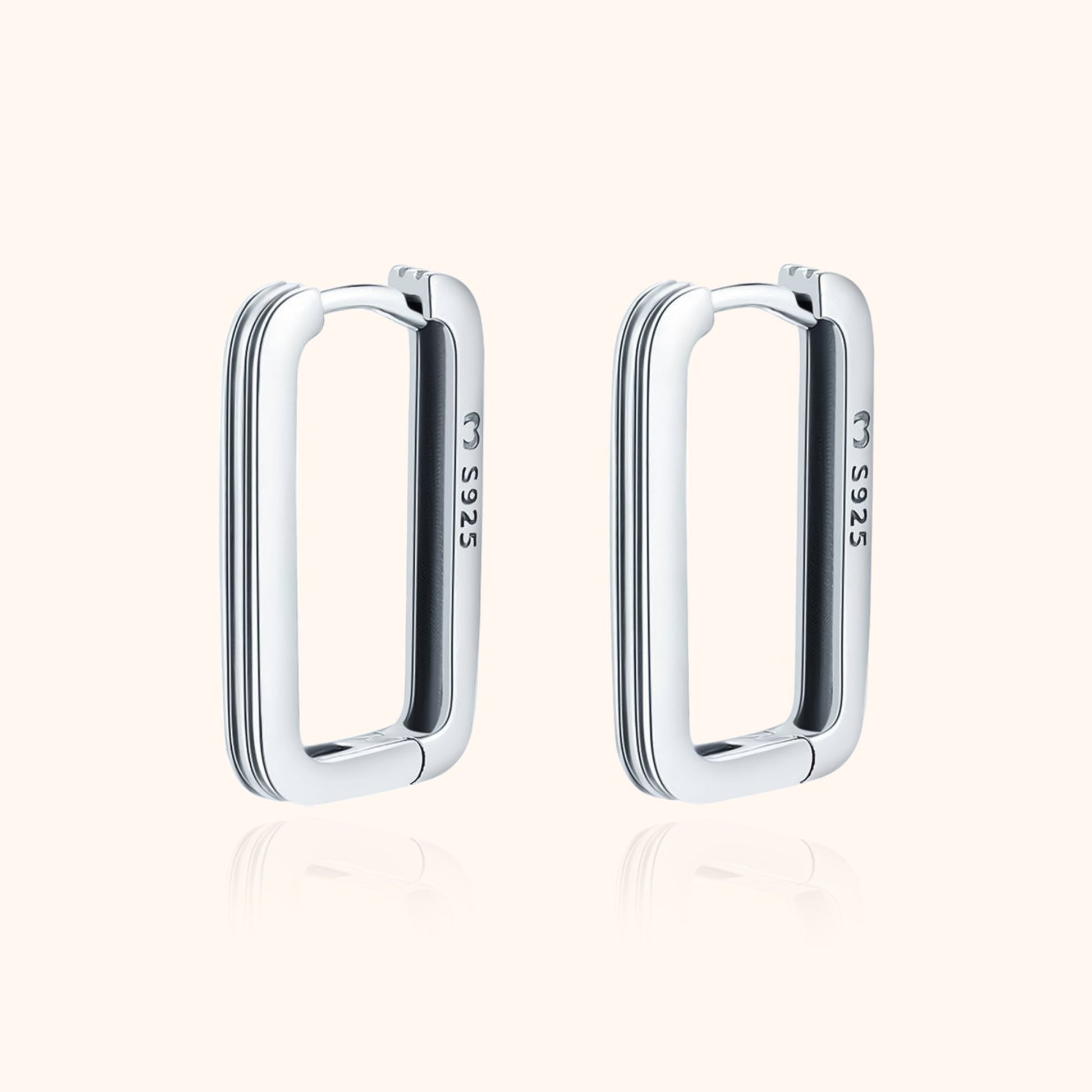 Rechthoekige Oorbellen Clip-On Glanzend Zilver - Mode Vibes