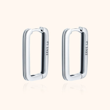 Rechthoekige Oorbellen Clip-On Glanzend Zilver - Mode Vibes
