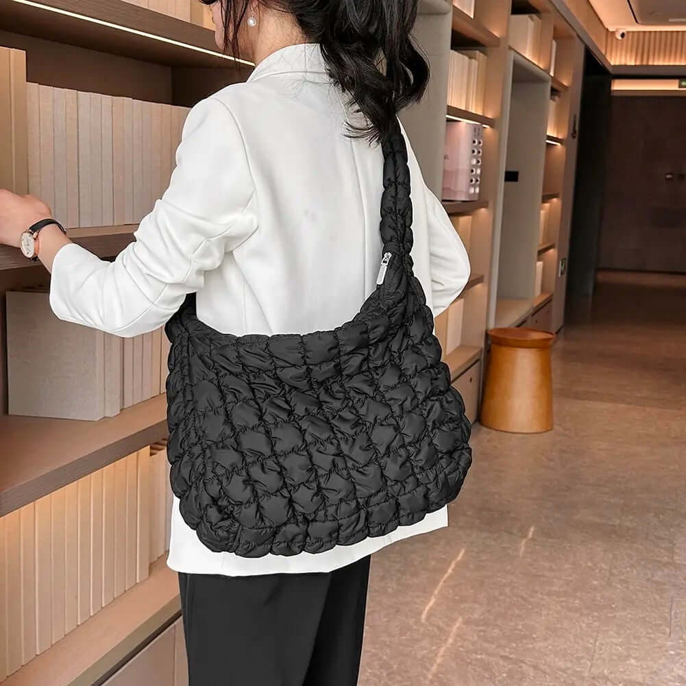 Puff Tote Bag Dames Tas met Gewatteerd Design en Extra Ruimte