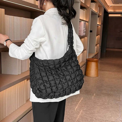 Puff Tote Bag Dames Tas met Gewatteerd Design en Extra Ruimte