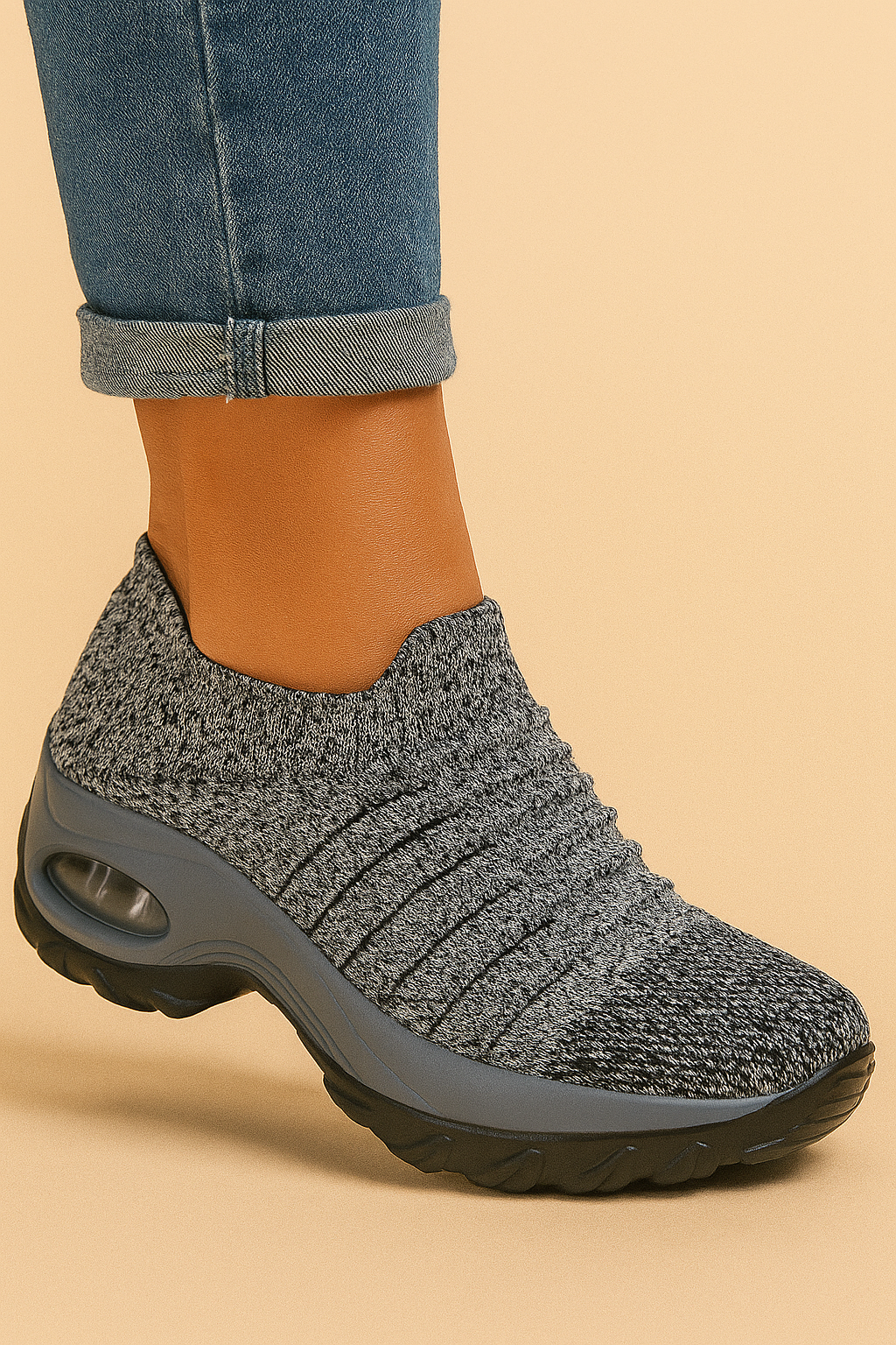 Dames Orthopedische Sneaker Grijze Cushion Zool Comfortabel - Mode Vibes