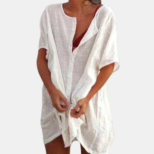 Linnen Strandtuniek Vrouw Zomerjurk Luna - Mode Vibes