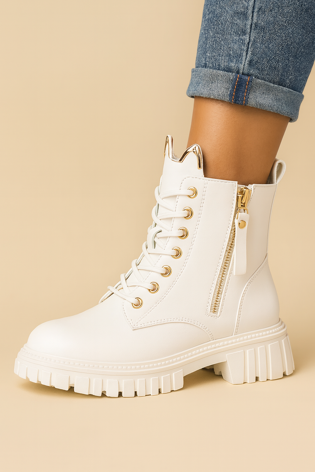 Dames Boots met Rits en Veters Trendy Design - Mode Vibes
