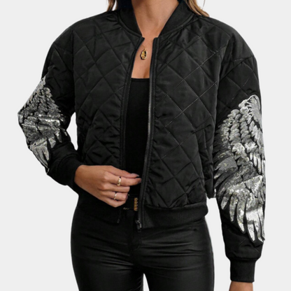 Dames Bomberjack Zwart Met Rits - Mode Vibes