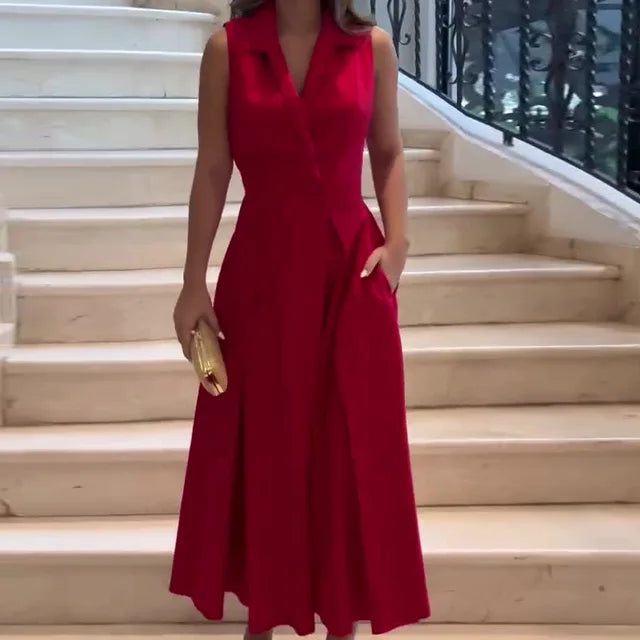 Nova Couture Effen Kleur Enkelknoop Blazerjurk