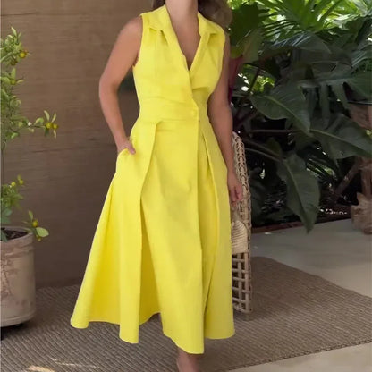 Nova Couture Effen Kleur Enkelknoop Blazerjurk