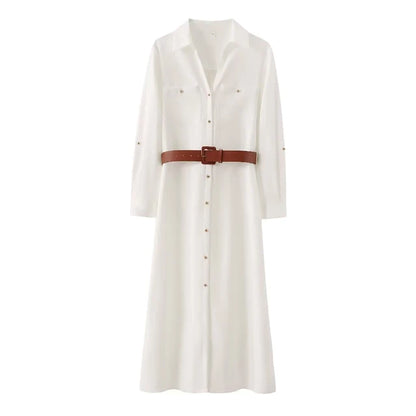 LuxeModa Solide Riemzak Maxi Jurk