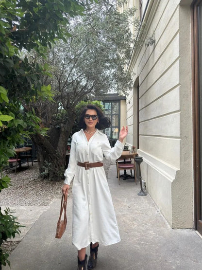 LuxeModa Solide Riemzak Maxi Jurk