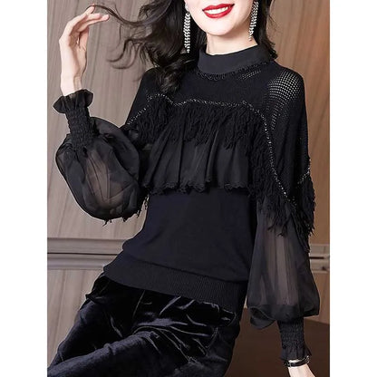 Elegante Voorjaarsblouse met Kralen en Kwastjes