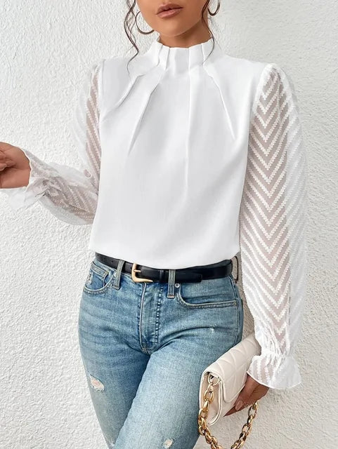 Vrouwelijke Top Lange Mouwen Elegante Stijl