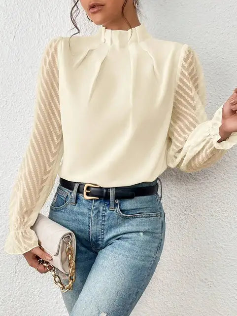 Vrouwelijke Top Lange Mouwen Elegante Stijl