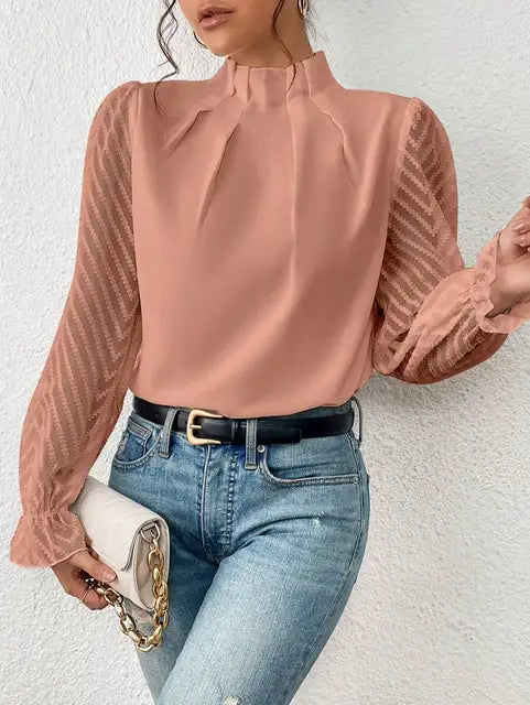 Vrouwelijke Top Lange Mouwen Elegante Stijl