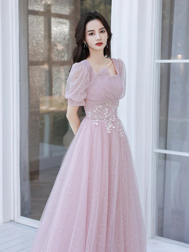 Elegante Eenvoudige Roze Avondjurk - Betoverende Schoonheid