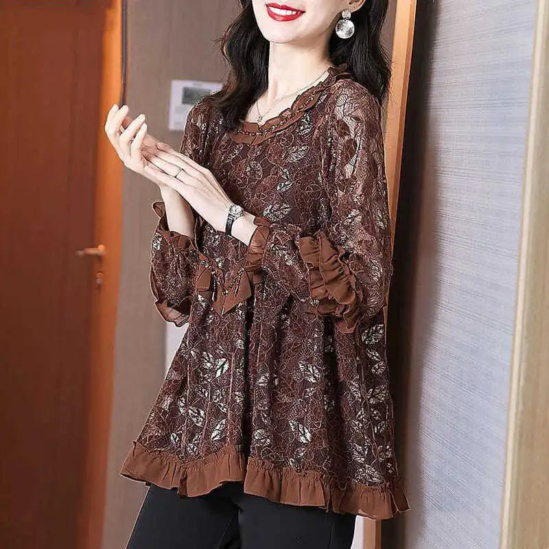 Elegante Herfst Ruches Blouse voor Vrouwen