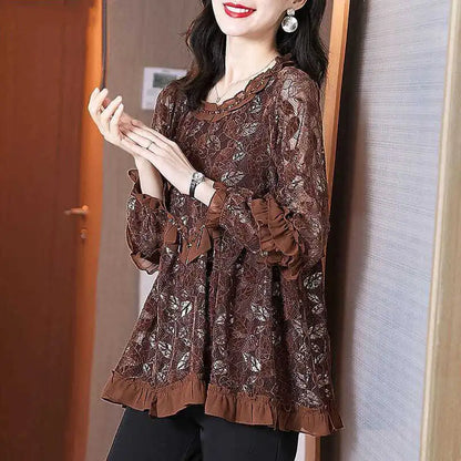 Elegante Herfst Ruches Blouse voor Vrouwen