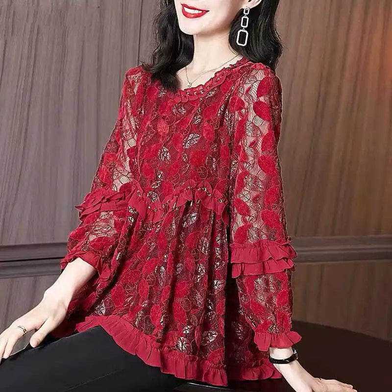 Elegante Herfst Ruches Blouse voor Vrouwen