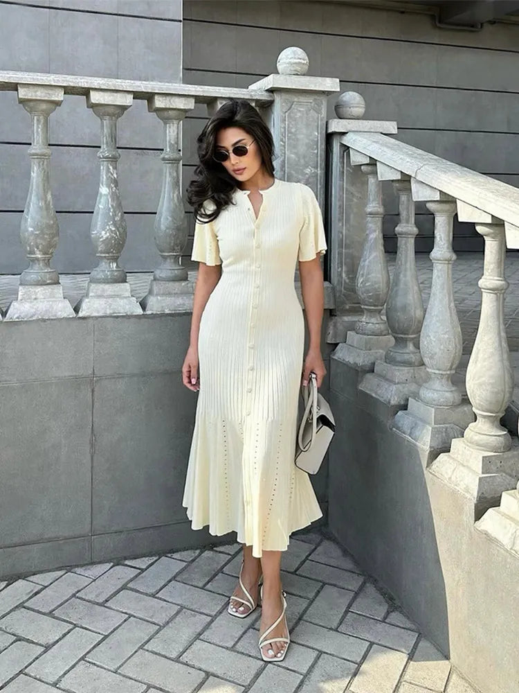 C Leeter Couture Gebreide Meidjurk