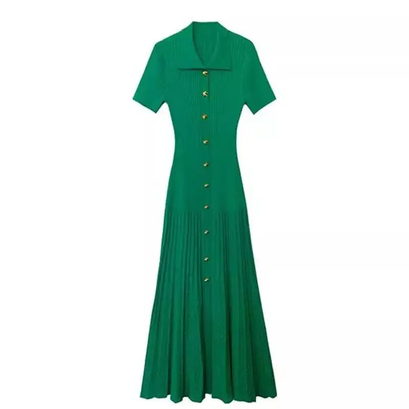 Yumora Mode Groene Gehaakte Maxi Jurk