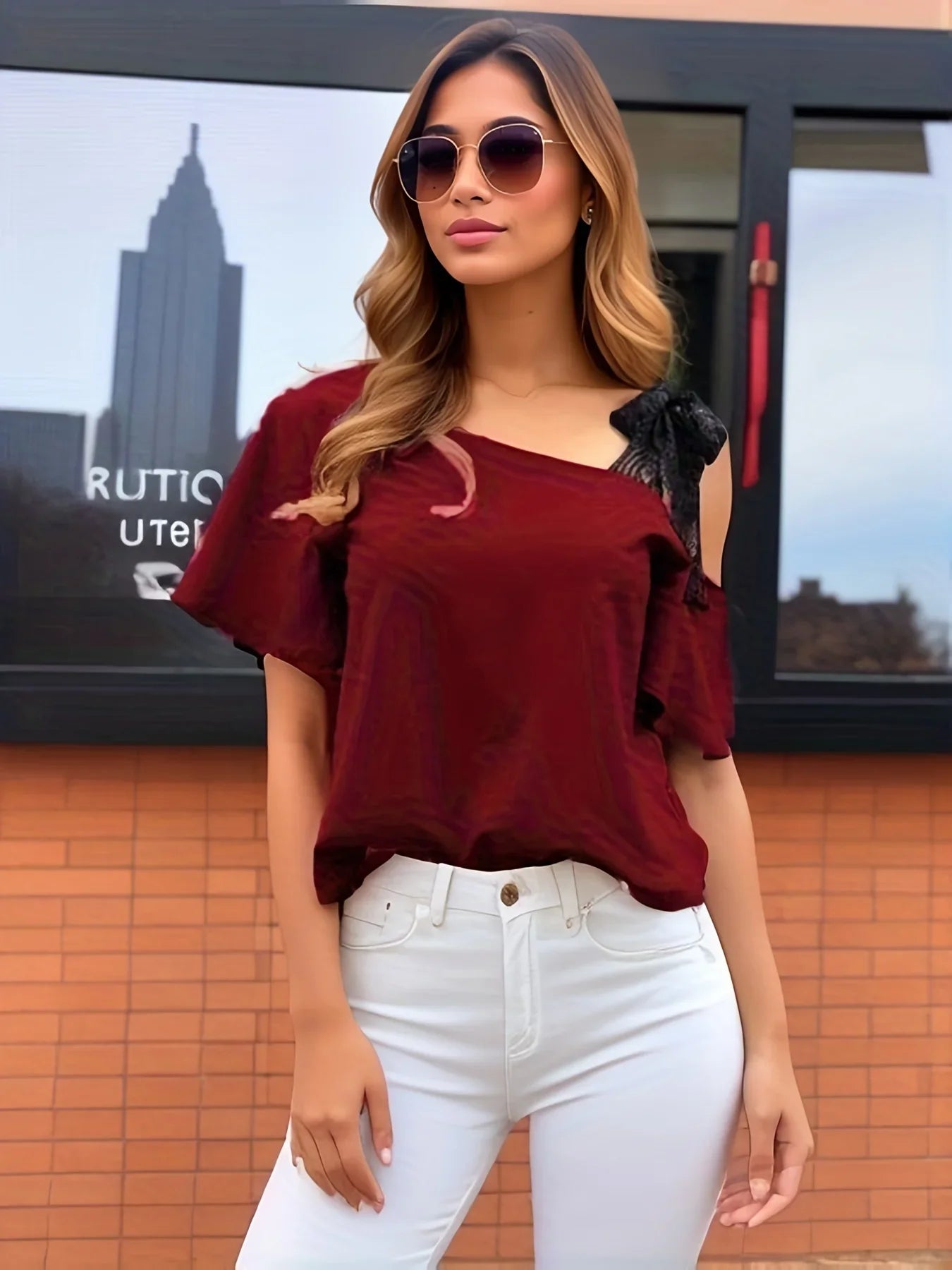 Elegante Kant Cold Shoulder Blouse