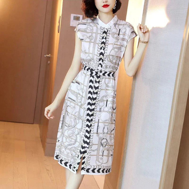 Aurora Elegante Midi Jurk met Bloemenprint