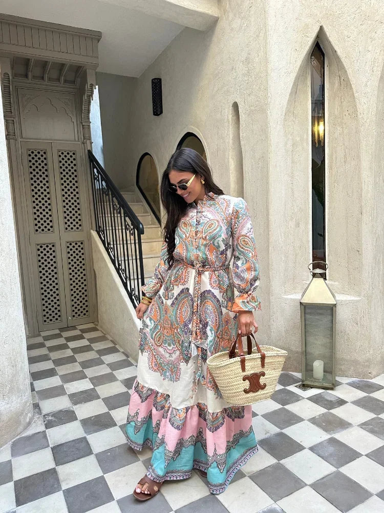 Belle Étoile Elegant Patchwork Maxi Jurk
