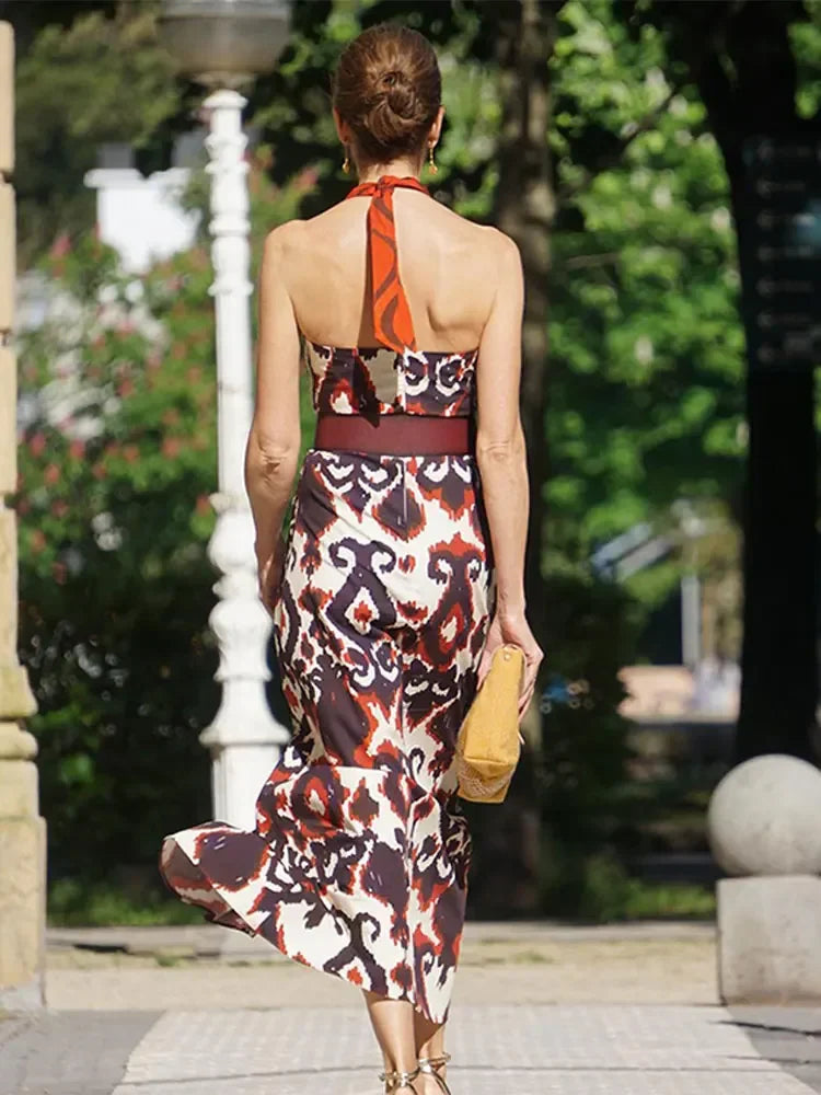 Mystieke Elegante Print Maxi Jurk van Aurora