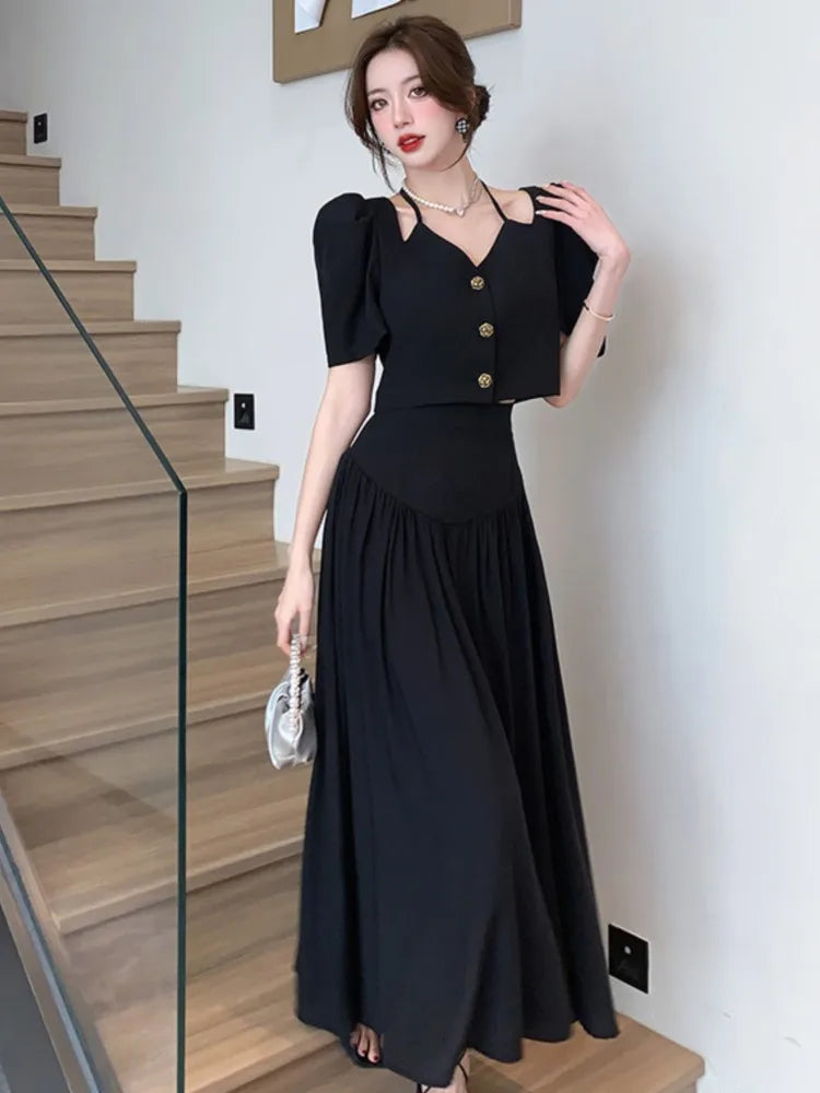 Glimmende Zon: Elegante Tweedelige Rok Set