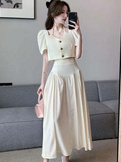 Glimmende Zon: Elegante Tweedelige Rok Set