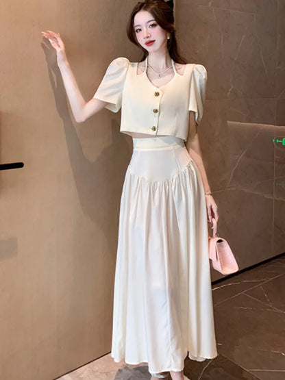 Glimmende Zon: Elegante Tweedelige Rok Set