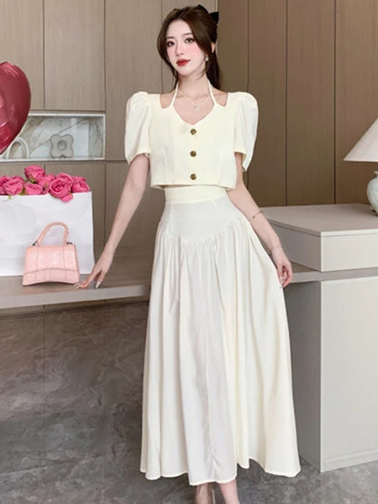 Glimmende Zon: Elegante Tweedelige Rok Set