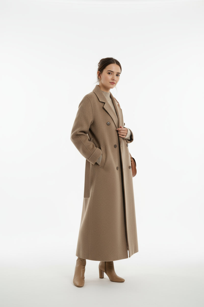 Dames Winterjas Lange Double-Breasted Warm en Comfortabel