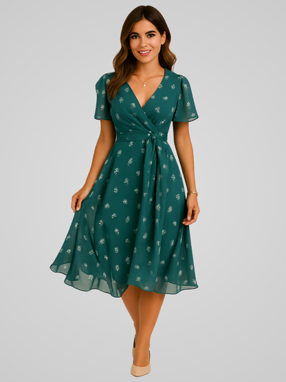 Midi Jurk Luchtig V-hals Zomerjurk voor Vrouw - Mode Vibes
