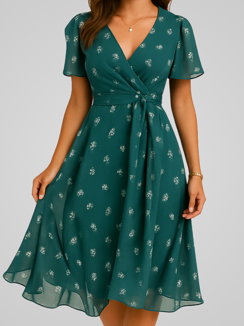 Midi Jurk Luchtig V-hals Zomerjurk voor Vrouw