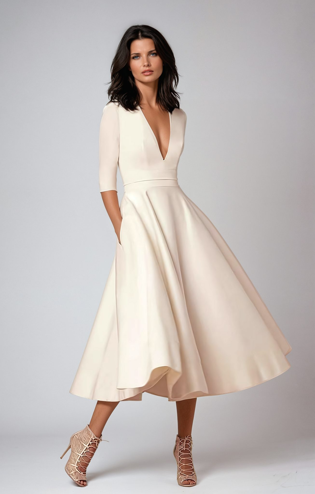 Elise | Tijdloze Retro Midi Jurk met Elegante Uitstraling 0
