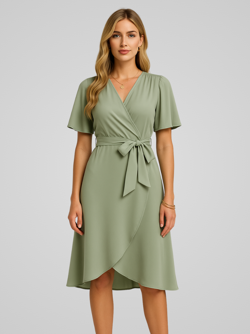 Vrouwelijke Zomerjurk met V-hals Elegante Jurk voor Dames