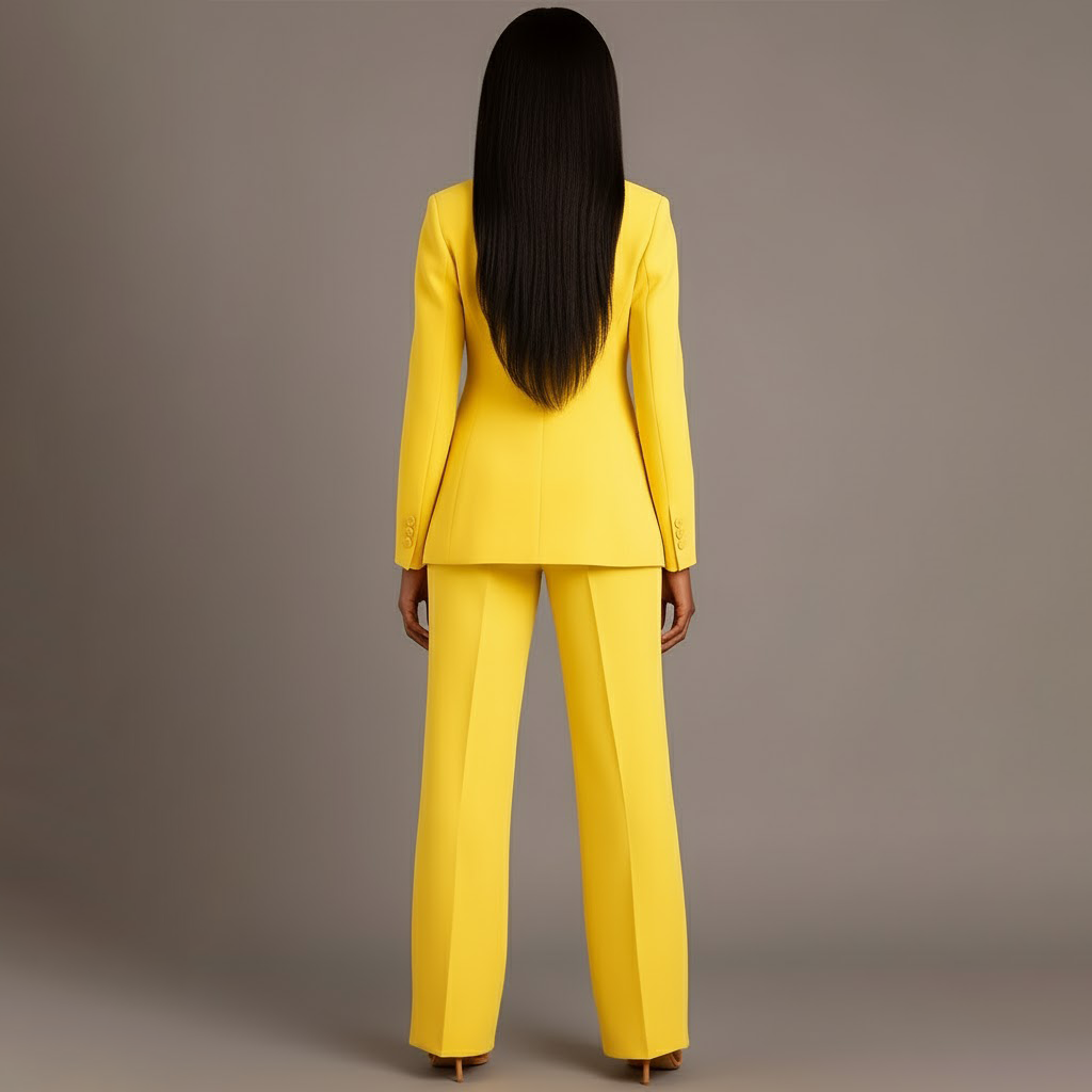 Isabella Dames Tweedelige Pakset – Getailleerde Blazer en Wijde Pantalon