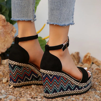 Zomer 2024 Ankle Strap Wedge Sandalen voor Vrouwen
