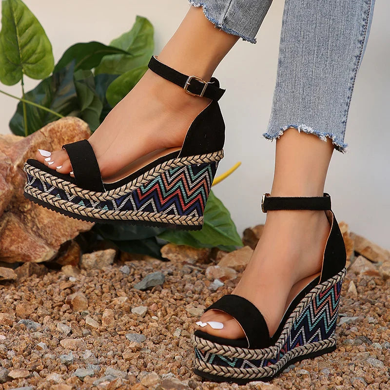 Zomer 2024 Ankle Strap Wedge Sandalen voor Vrouwen