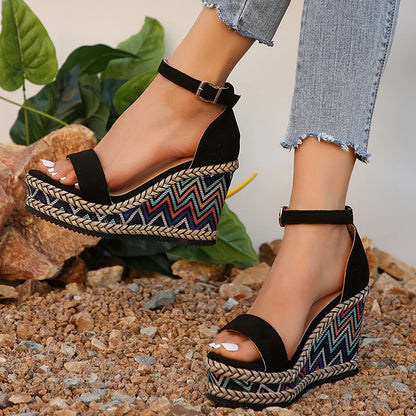 Zomer 2024 Ankle Strap Wedge Sandalen voor Vrouwen