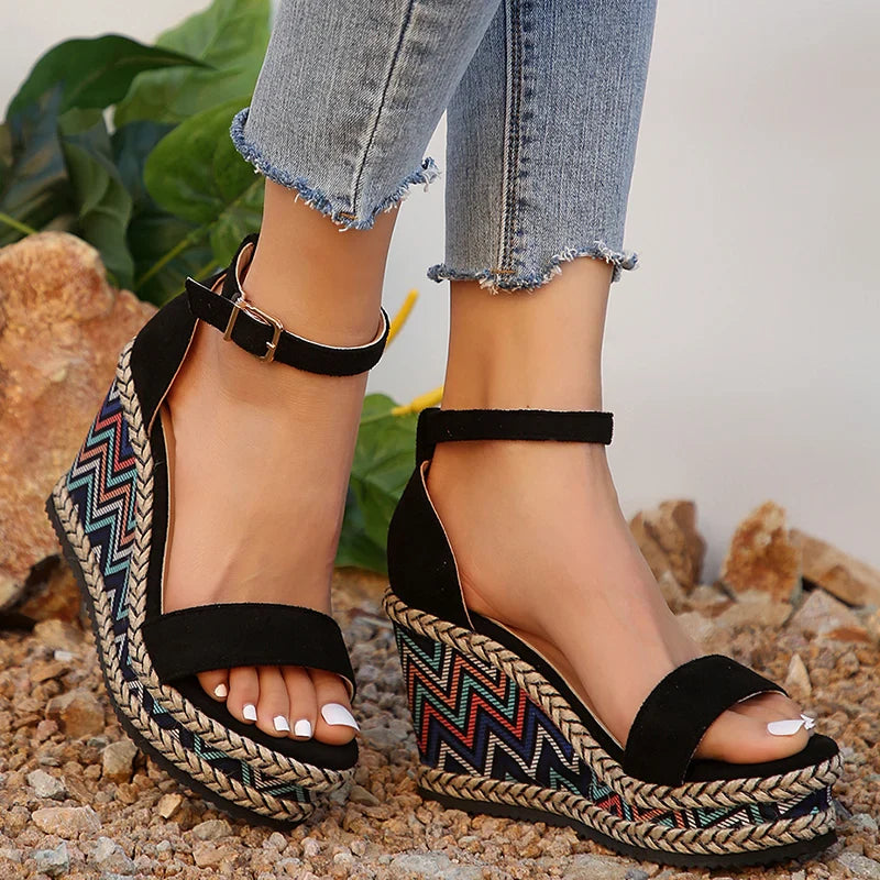Zomer 2024 Ankle Strap Wedge Sandalen voor Vrouwen